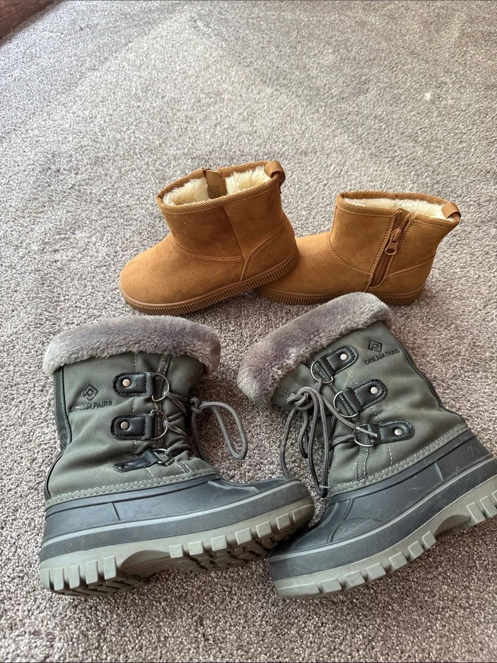 BUNDLE Suede Kids Ankle Boots & Grey Winter Snow Boots